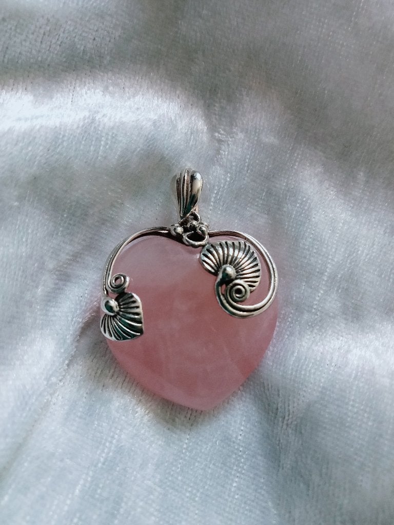 Mooie Zilveren Hanger - Hartje van Rosekwarts, Verzenden, Zilver, Hanger, Met edelsteen