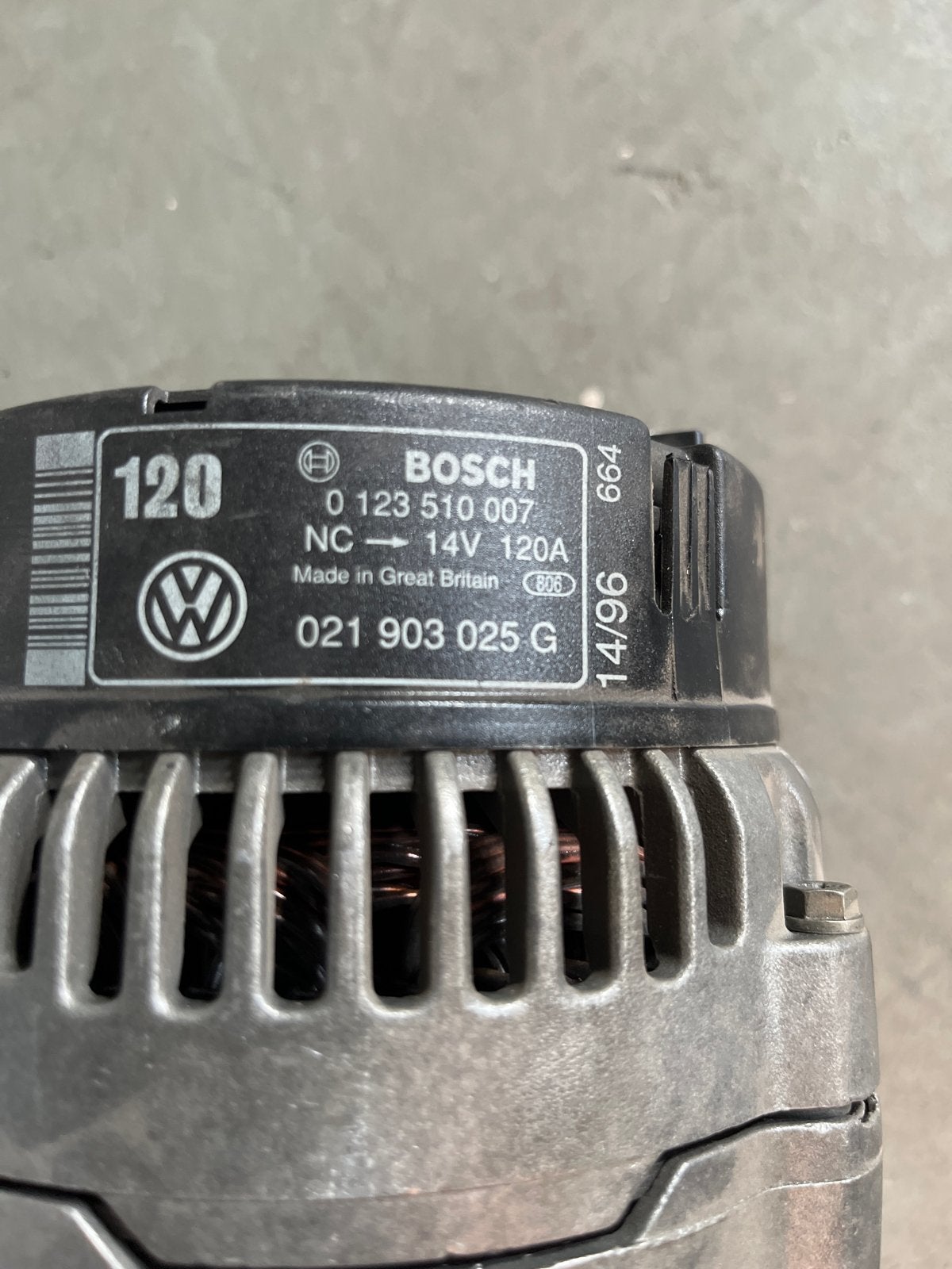 Dynamo Bosch 0 123 510 007 120A VW, Ophalen of Verzenden, Gebruikt, Volkswagen
