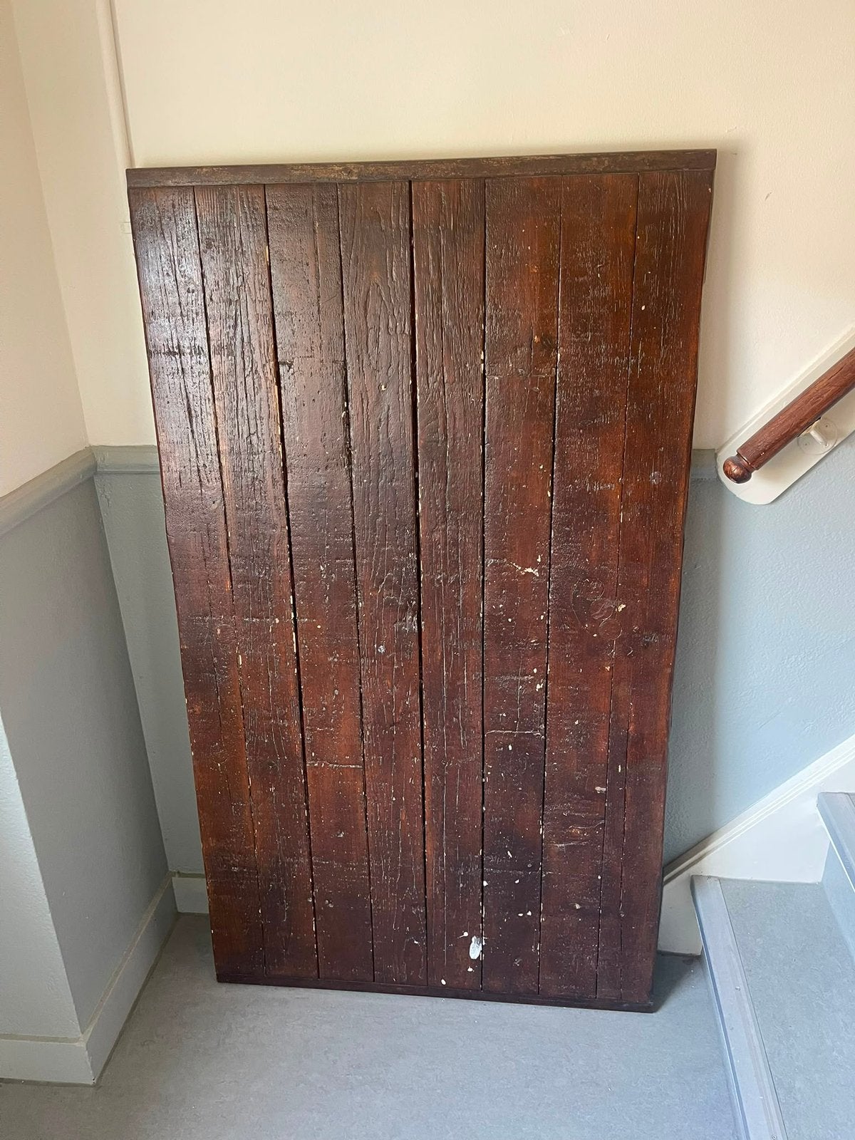 Industriële steenschot houten tafel - Met stalen onderstel, Ophalen, Gebruikt, 100 tot 150 cm, 50 tot 100 cm