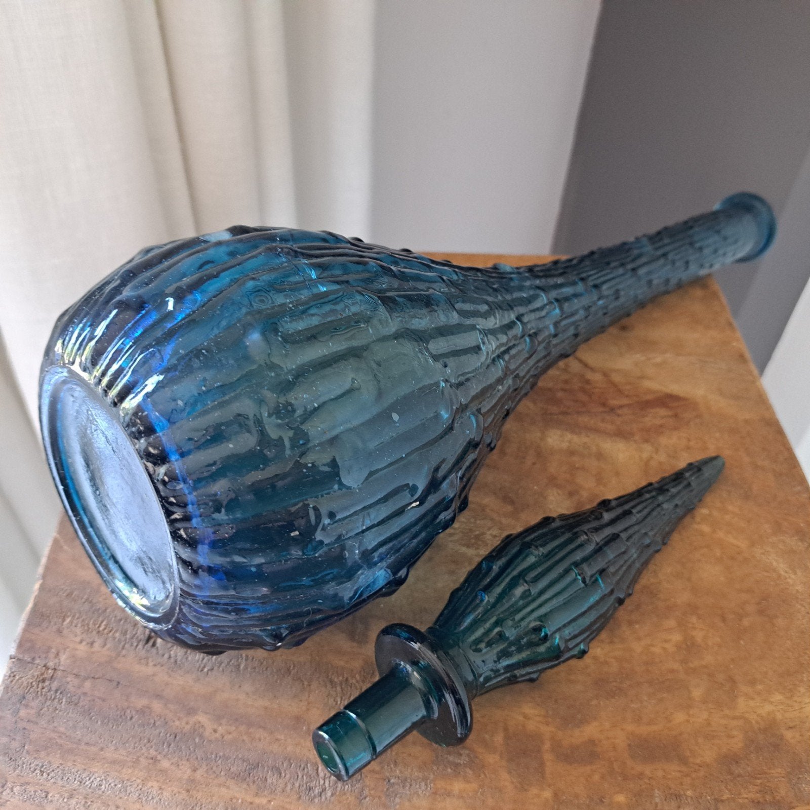 Vintage Italian Empoli vaas/genie bottle teal blue 1960, Ophalen of Verzenden