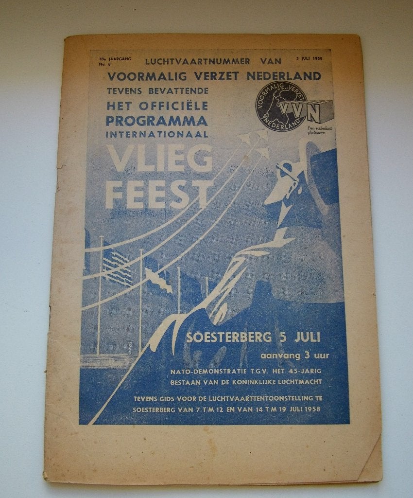 Luchtvaartnummer VVN + officiële programma Vliegfeest 1958, Verzenden, Gebruikt, Boek of Tijdschrift