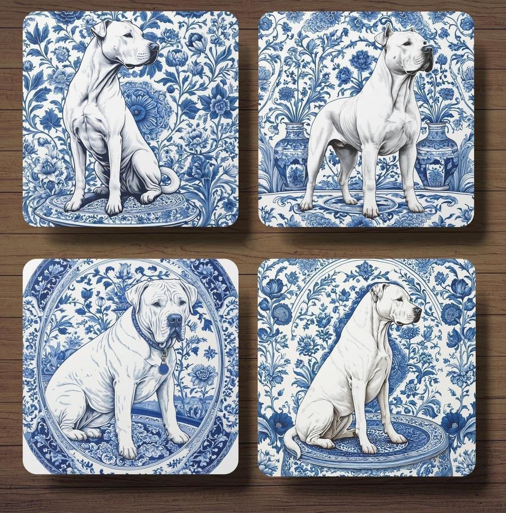 Argentijnse Dog Delfts Blauw onderzetters met houder, Ophalen of Verzenden, Nieuw