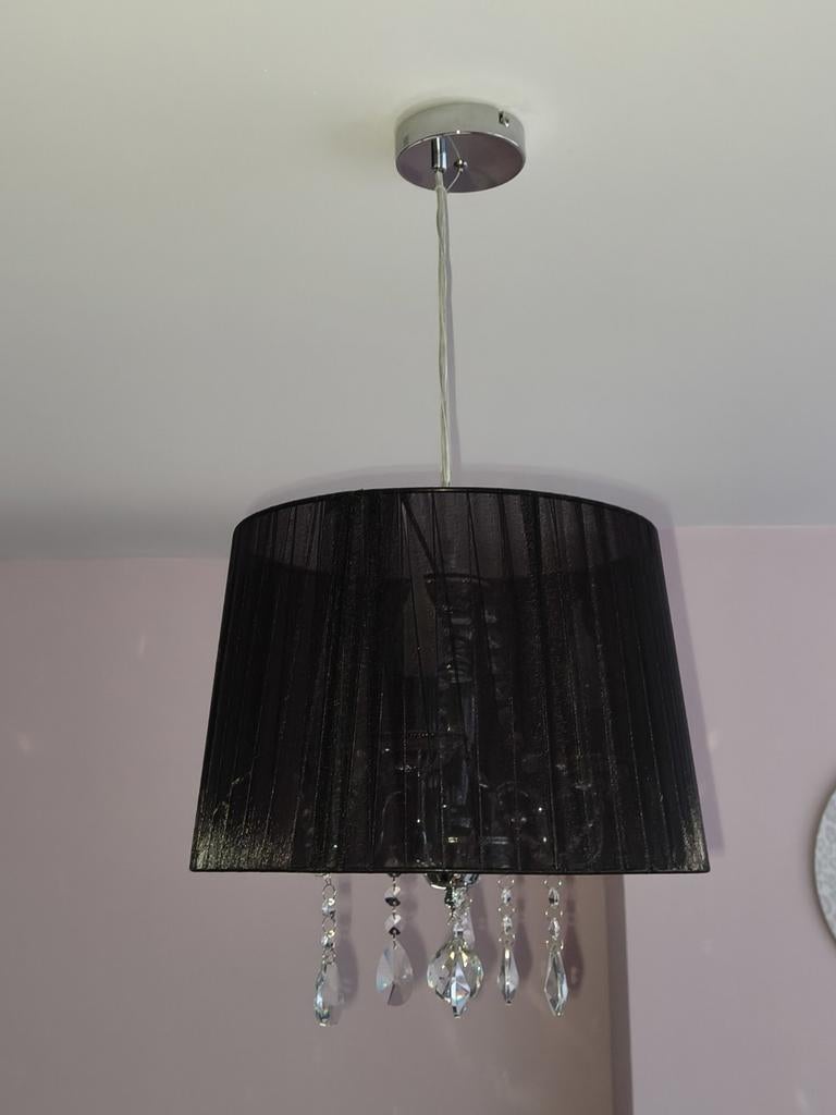 Ronde hanglamp met organza en "diamanten", Ophalen of Verzenden, Zo goed als nieuw