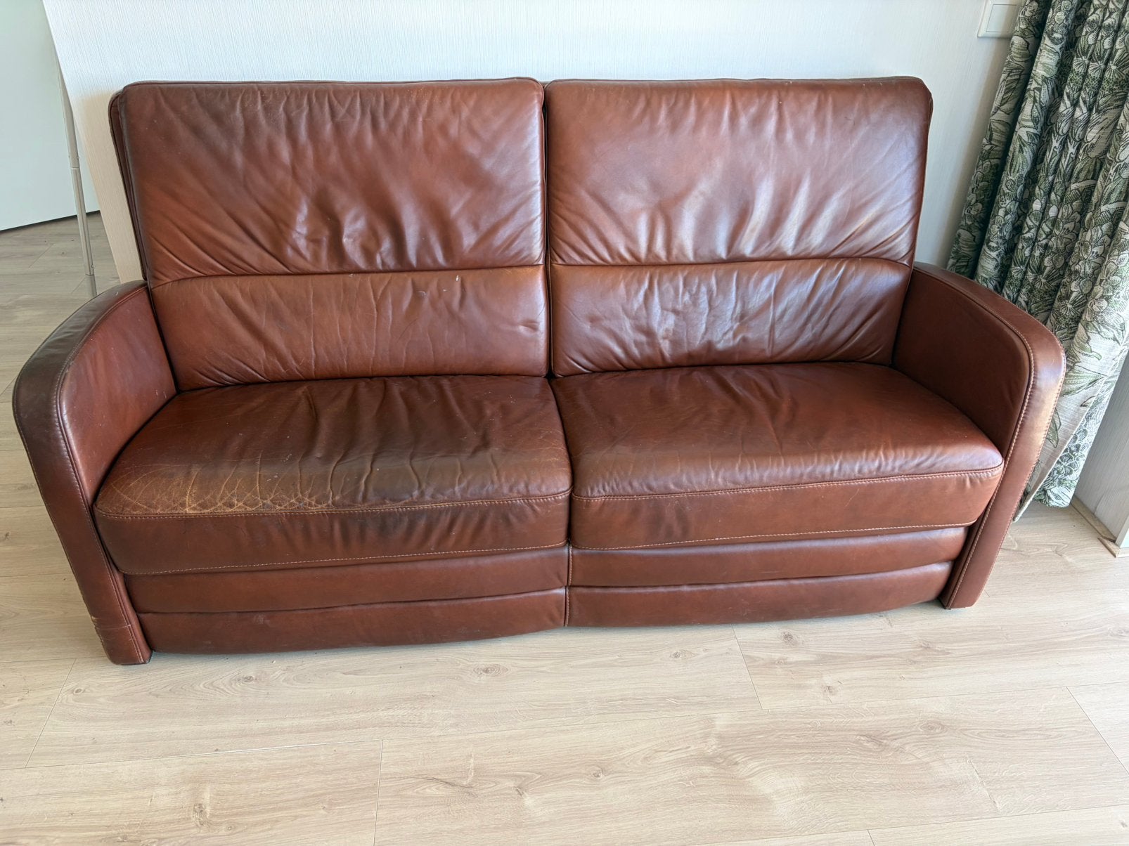 Leren bankstelsel met 2 bijpassende fauteuils, Huis en Inrichting, Banken | Bankstellen, Ophalen, Gebruikt, 150 tot 200 cm, Tweepersoons