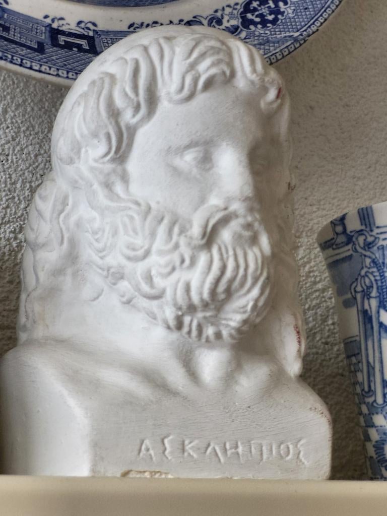 Oude buste / borstbeeld van Asklepios van gips, Antiek en Kunst, Ophalen of Verzenden