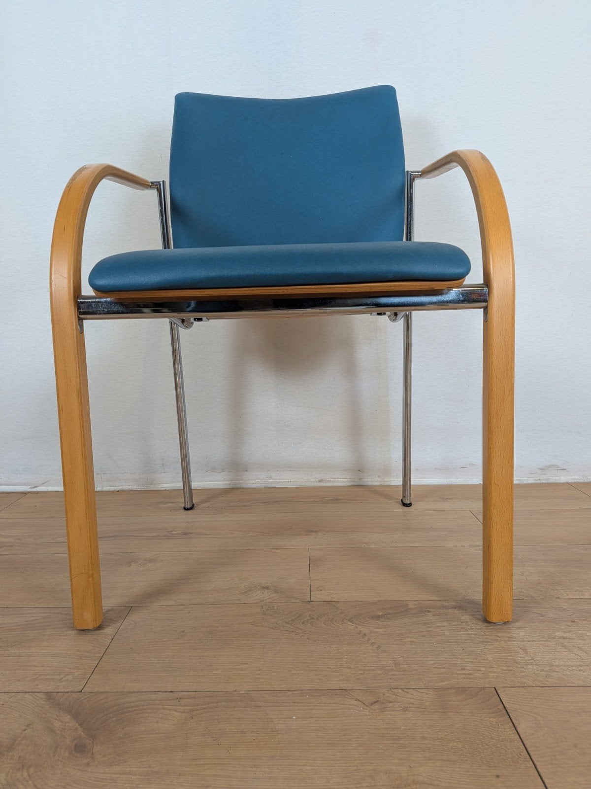 Leolux Cimaronne Design Armstoel – Blauw Leer – Dutch Design, Gebruikt, Blauw, Onbekend, Ophalen of Verzenden