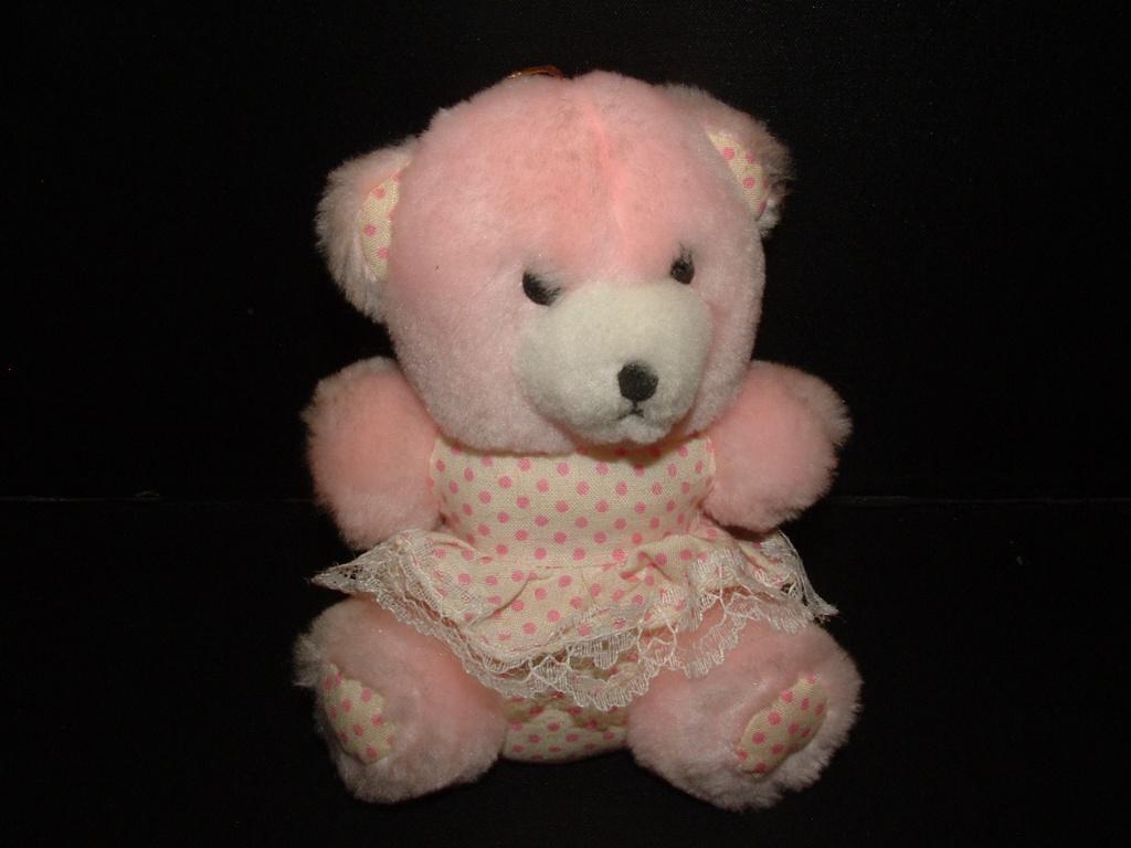 VINTAGE BEER KLEIN PLUCHE ROZE MET KATOENEN WIT LIJFJ, Verzenden, Nieuw, Overige typen