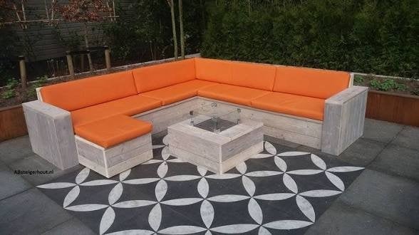 loungeset loungebank hoekbank tuinset bank oranje kussens, Ophalen of Verzenden, Nieuw