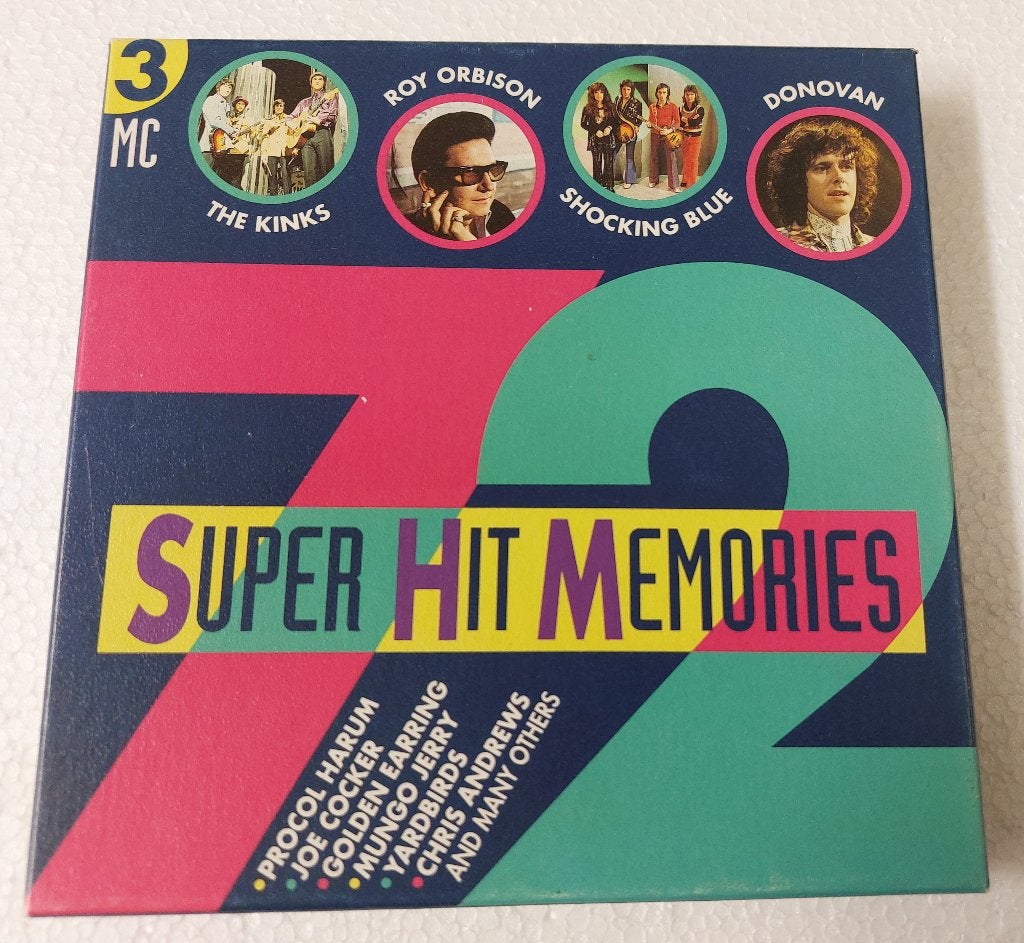 72 Super Hit Memories 3x CASSETTE BOX 60's 70's hits, Gebruikt, S*R International, NvT, Origineel