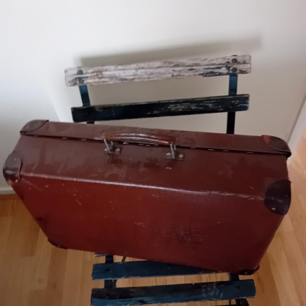 Vintage Bruine Koffer met Aparte Zijsluiting, Ophalen of Verzenden