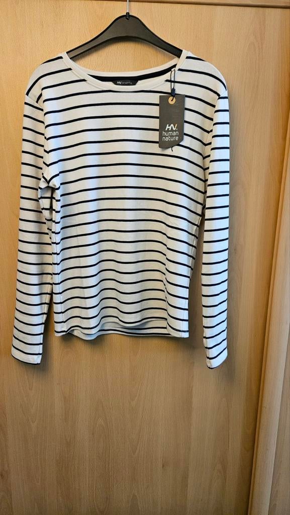 Human Nature gestreepte longsleeve , maat L = 40, NIEUW!, Maat 38/40 (M), Wit, Nieuw, Ophalen of Verzenden