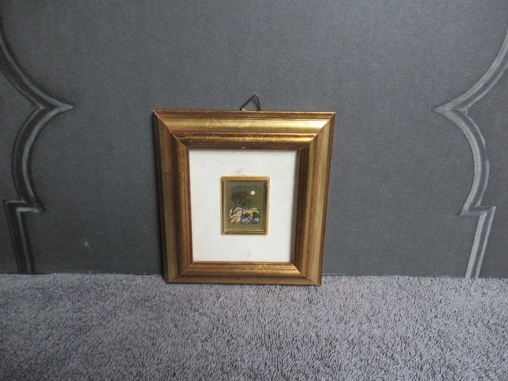 Mini schilderij Creazoni artistiche,serie Oro D'Arte Italië,, Achter glas, Overige ondergronden, Ophalen of Verzenden, Landschap