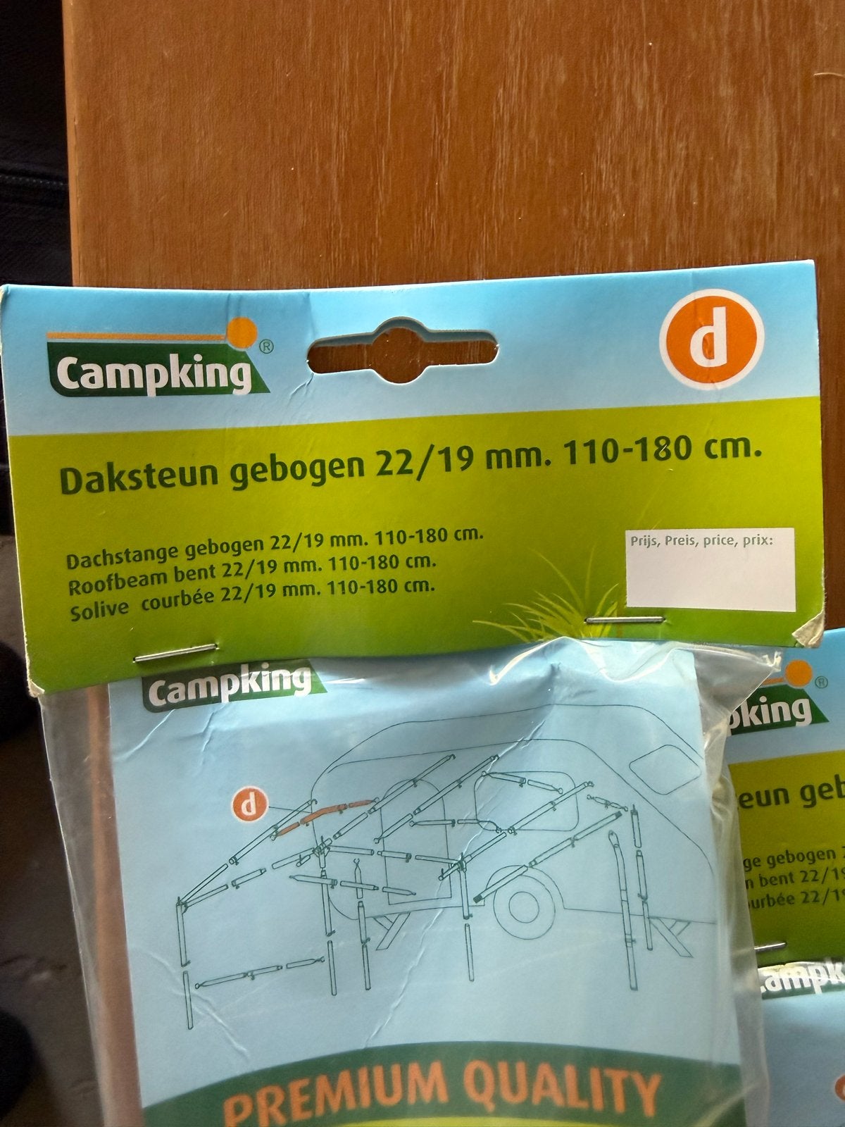 Campking Daksteun Gebogen 22/19 mm, 110-180 cm - Nieuw, Caravans en Kamperen, Caravan accessoires, Ophalen, Nieuw