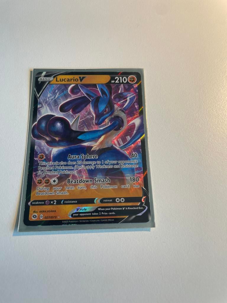 Pokemon kaart Lucario V 027/073, Verzenden, Zo goed als nieuw, Losse kaart, Foil