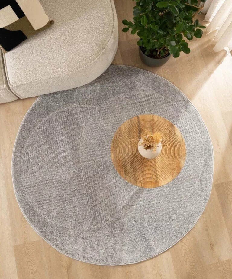 Rond vloerkleed Scandinavisch –  grijs 250 nieuw, Rond, Ophalen of Verzenden, 200 cm of meer, Grijs
