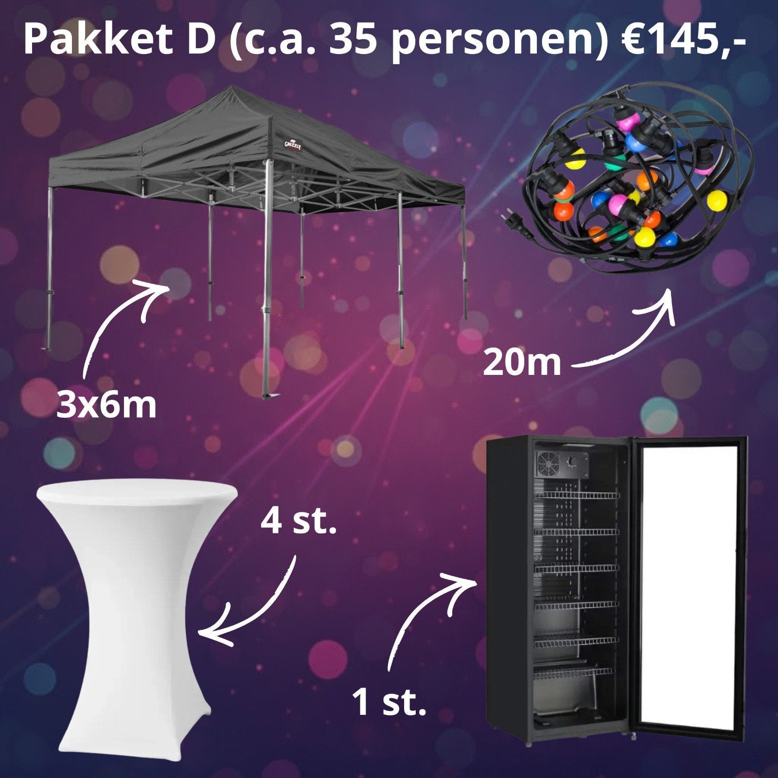 FEESTPAKKET COMPLEET TE HUUR C.A 35 PERSONEN € 145,=, Ophalen of Verzenden, Overige