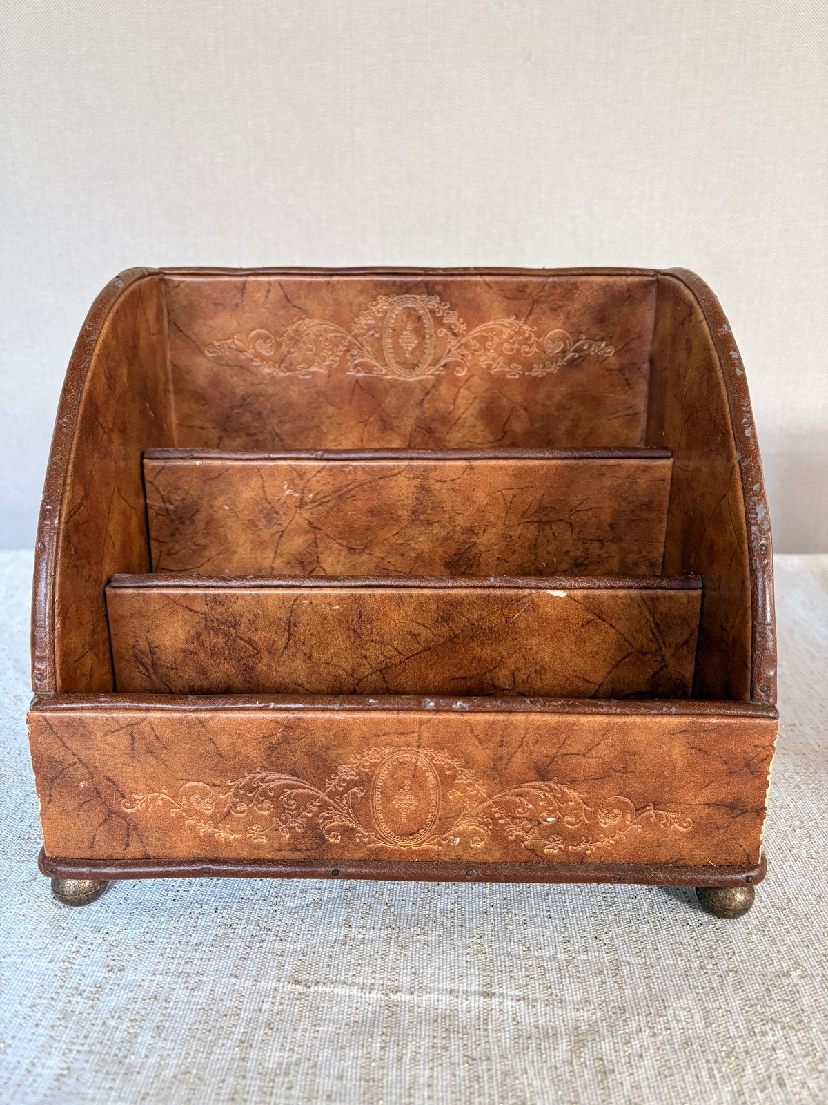 Vintage Leren Brievenhouder / Bureau Organizer, Ophalen of Verzenden