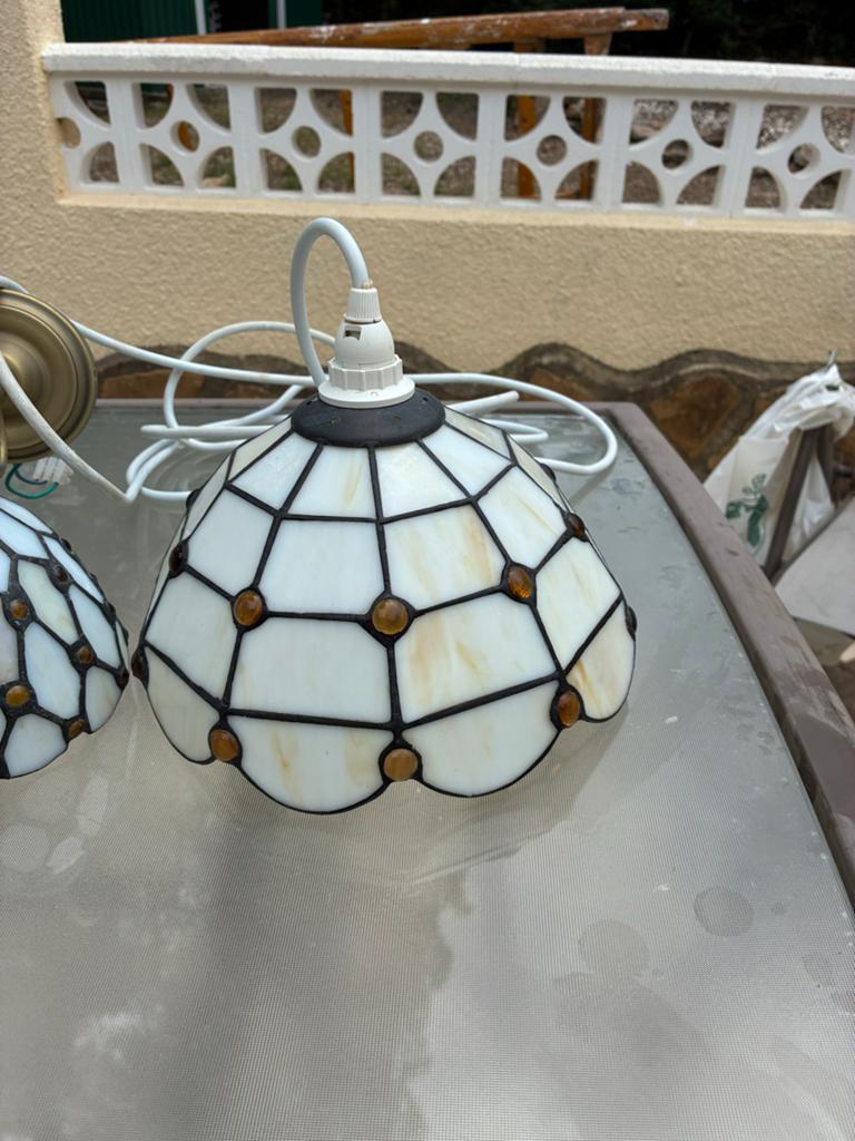 Set van 6 Tiffany-stijl wandlampen en 1 hanglamp, Huis en Inrichting, Lampen | Overige, Ophalen of Verzenden, Gebruikt