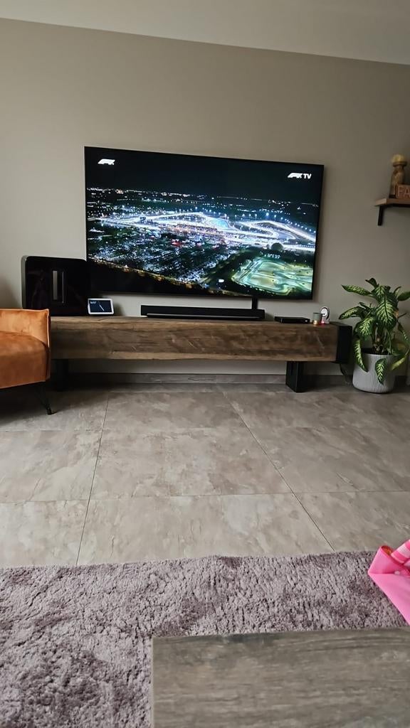 Meerpaal tv meubel met stalen eindkappen, Huis en Inrichting, Ophalen, 25 tot 50 cm, Minder dan 100 cm