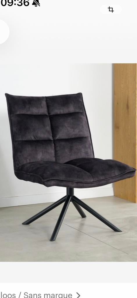 Moderne  fauteuil - Donkergrijs velours, Ophalen of Verzenden, Zo goed als nieuw, Metaal, 50 tot 75 cm