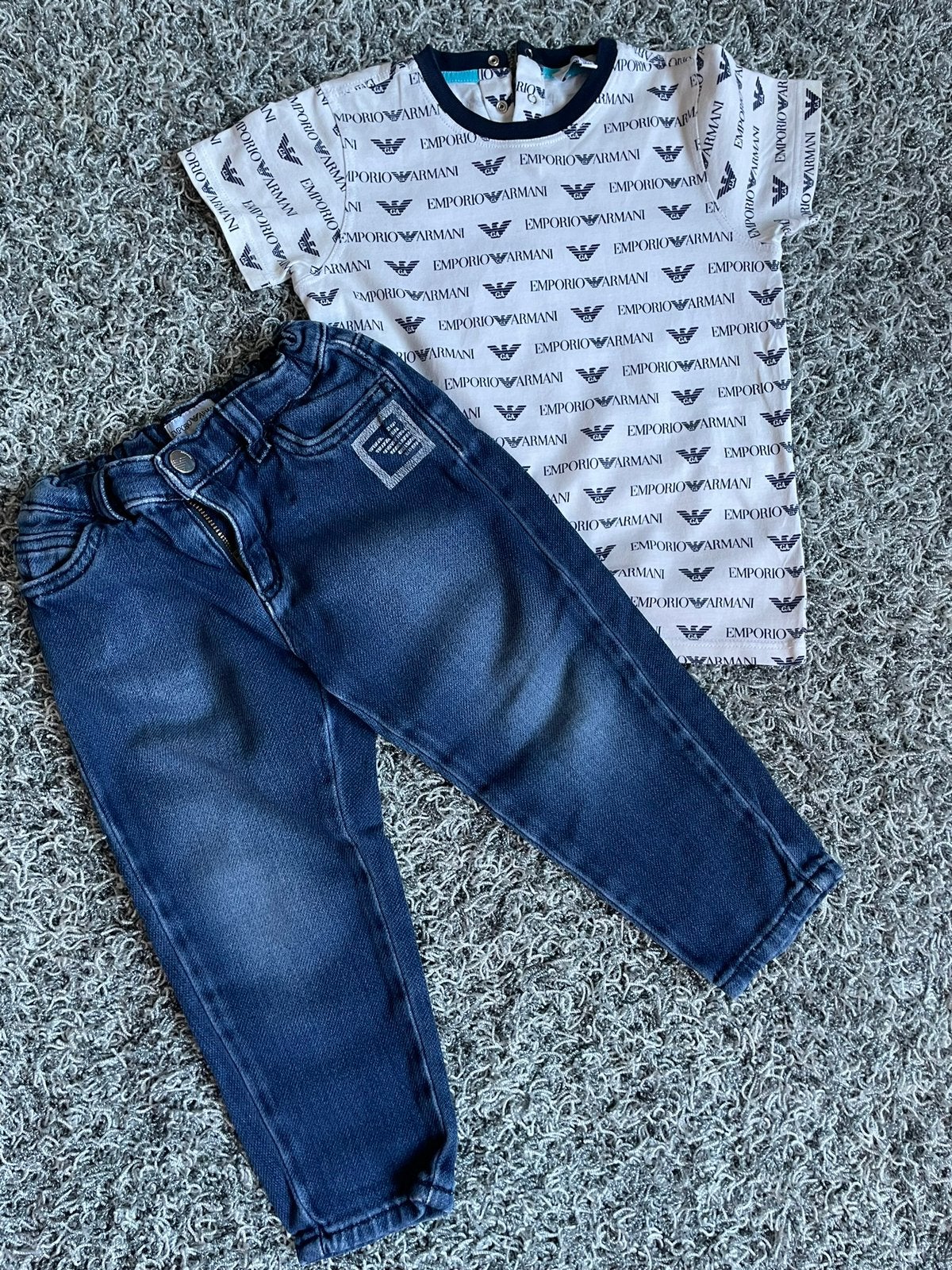 Armani spijkerbroek met bijpassend shirt 36 maanden, Ophalen of Verzenden, Zo goed als nieuw, Jongen, Broek