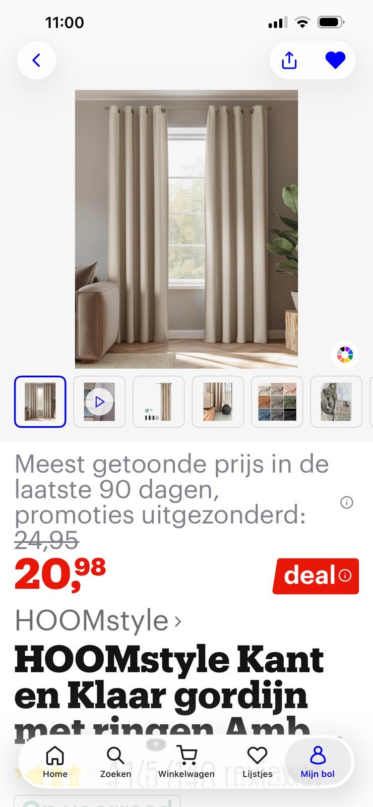 Licht beige gordijnen met ringen., Ophalen, Met ringen, Beige, Nieuw