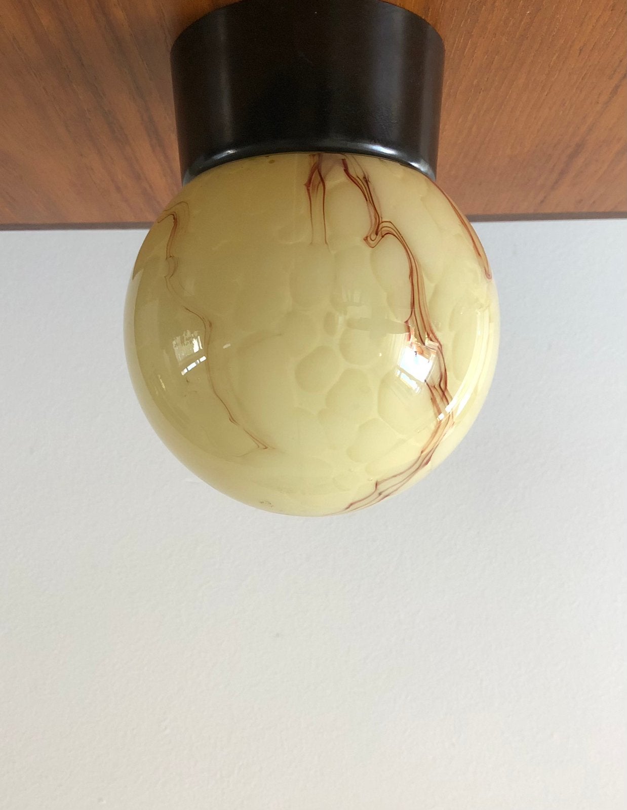 Art Deco Thabur plafondlamp | zachtgeel gemarmerd | jaren 30, Antiek en Kunst, Ophalen of Verzenden