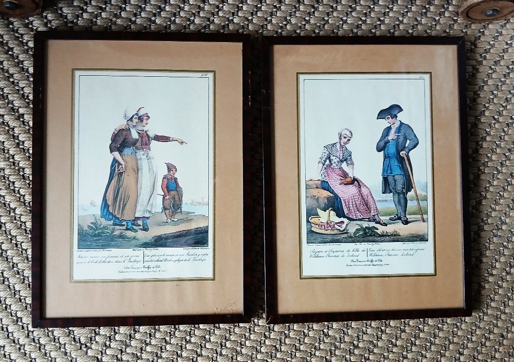 Prenten klederdracht Marken Walcheren franse tekst, Antiek en Kunst, Ophalen of Verzenden
