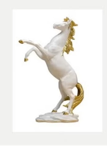 Prachtig beeldje steigerend paard wit gouden haar (30cm), Ophalen of Verzenden, Nieuw, Dier
