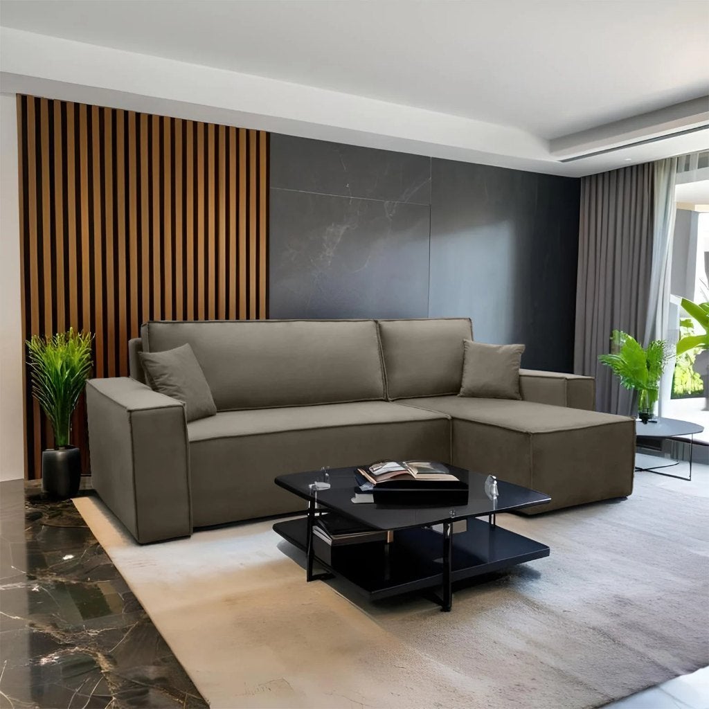 RETOURDEAL Hoekbank Velvet Taupe | Niet originele verpakking
