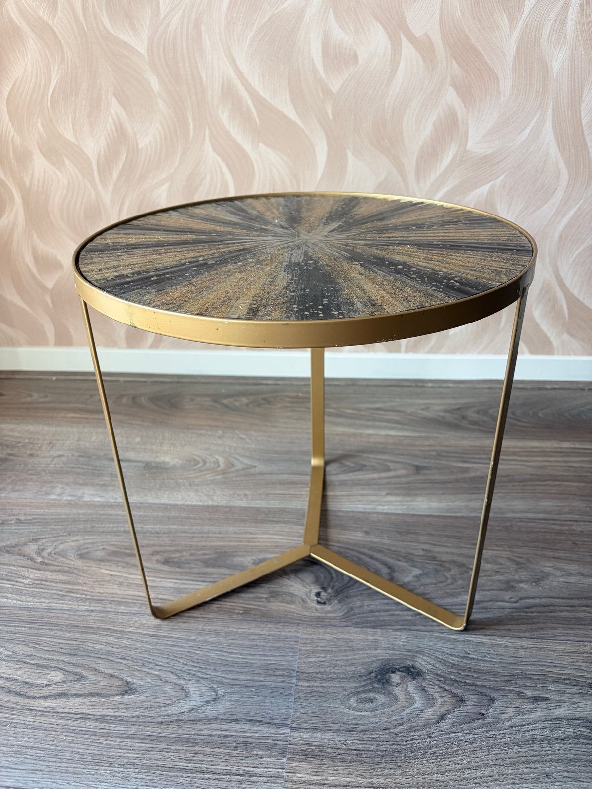 Maisons du Monde bijzettafel goud/zwart, 40x40 cm, Ophalen, Minder dan 45 cm, Gebruikt, Metaal of Aluminium