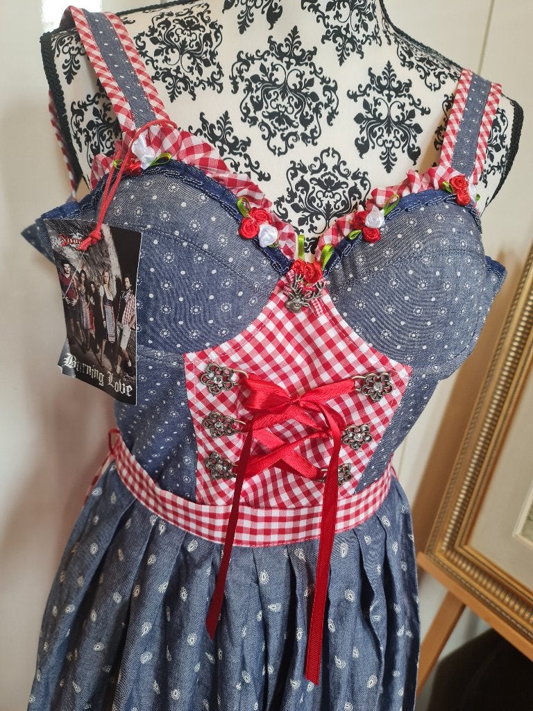 Jurk Dirndl Oktoberfest Maat 34 XS, Blauw, Ophalen of Verzenden, Zo goed als nieuw, Maat 34 (XS) of kleiner