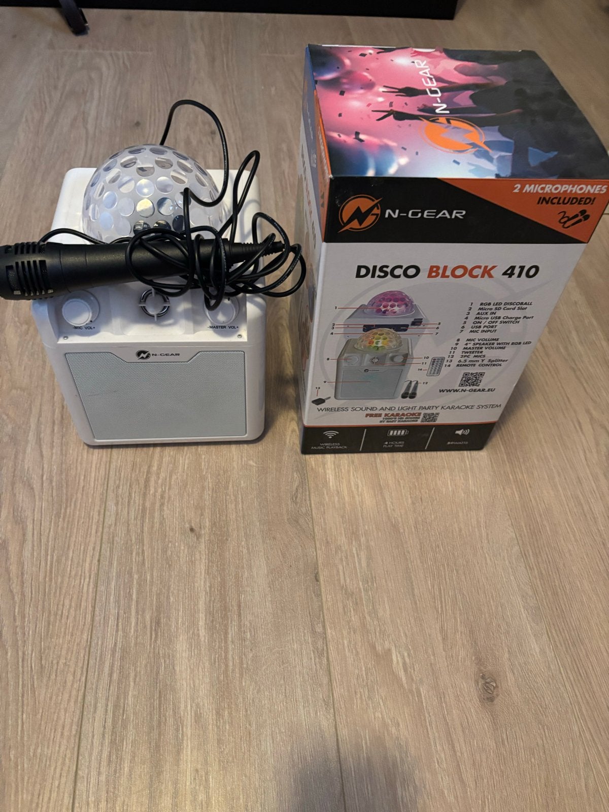 N-Gear Disco Block 410 Karaoke Set met Microfoon, Ophalen of Verzenden, Zo goed als nieuw, Complete set