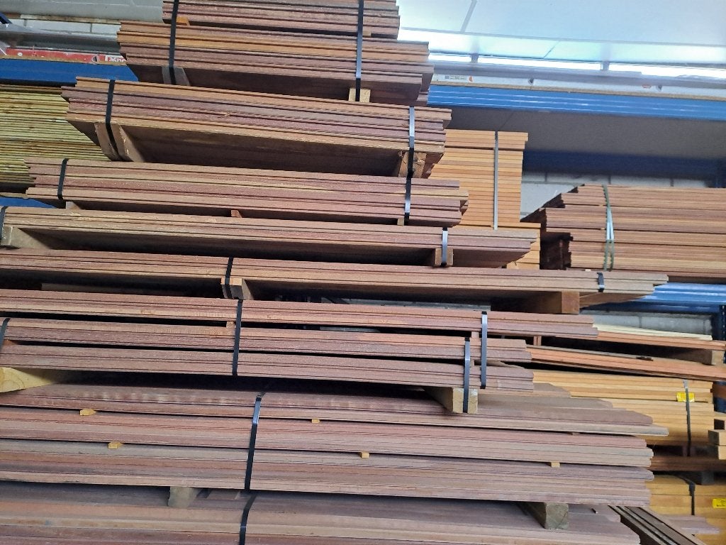 Azobe damwand 35 x 125 lengtes tot 2.5 m. A keus, Ophalen, Planken, Nieuw, Hardhout