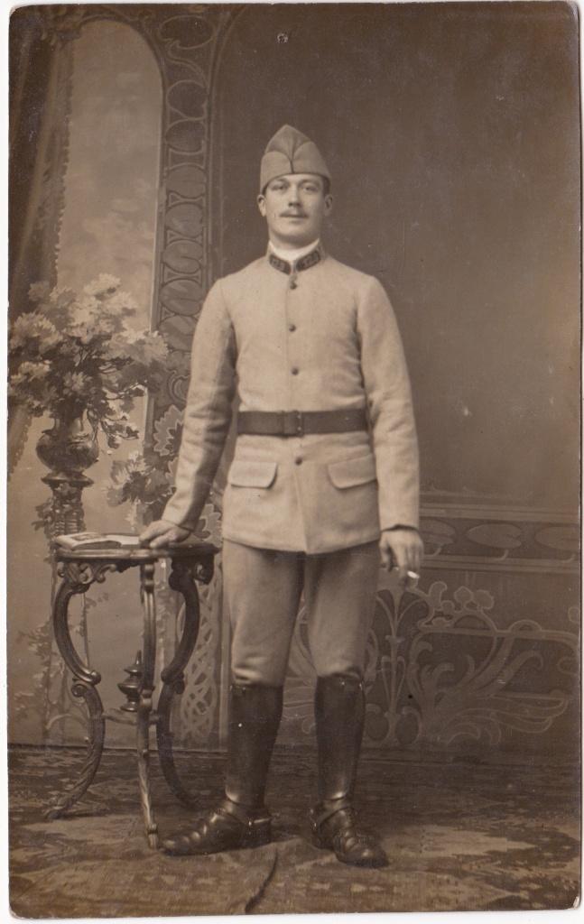 Antieke Foto WW1 Franse Soldaat 129e RI, Verzenden, Landmacht, Overige gebieden, Foto of Poster