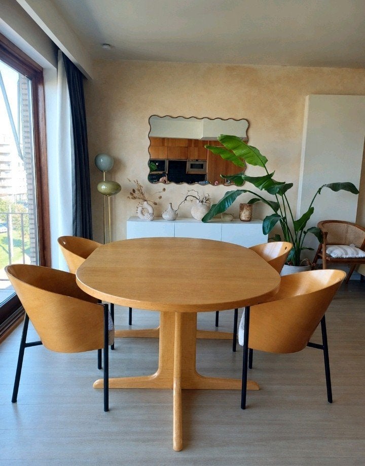 Prachtige set Philippe Starck stoelen met vintage tafel., Ophalen, 100 tot 150 cm, Vintage, 200 cm of meer