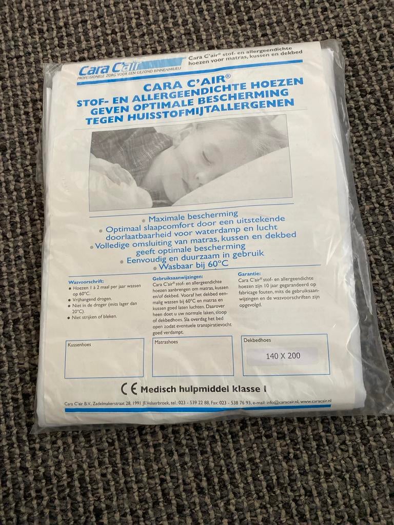 Cara C'air allergeen dekbedhoes 140x200, Huis en Inrichting, Slaapkamer | Beddengoed, Eenpersoons, Wit, Dekbedovertrek, Nieuw