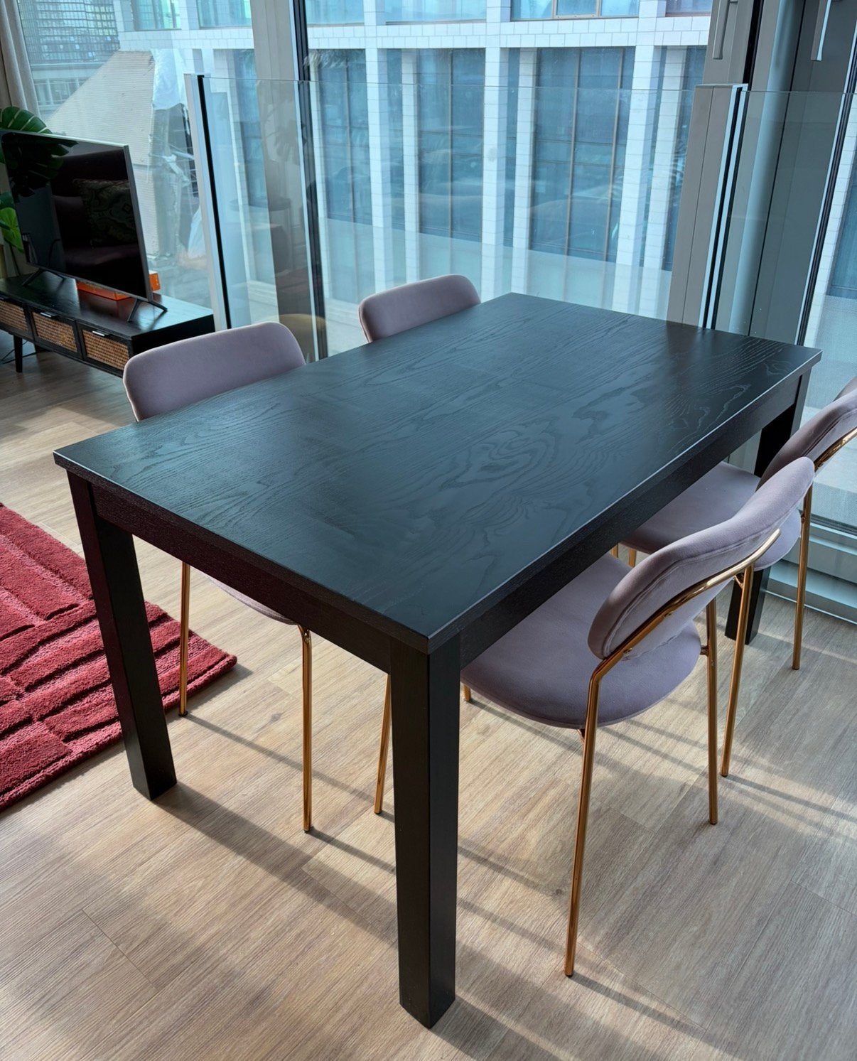 Ikea uitschuifbare eettafel van zwart hout, Ophalen, 100 tot 150 cm, 50 tot 100 cm, Zo goed als nieuw