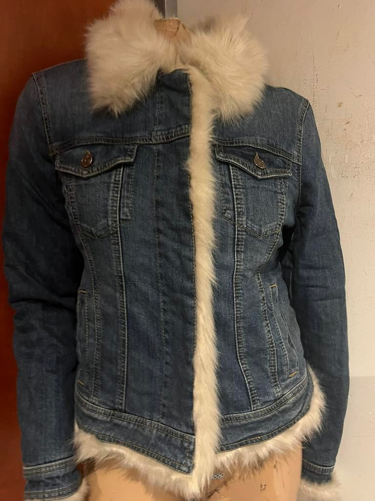 LIU JO spijkerjas met faux fur maat S origineel zgan, Kleding | Dames, Jassen | Winter, Blauw, Liu Jo, Ophalen of Verzenden, Zo goed als nieuw