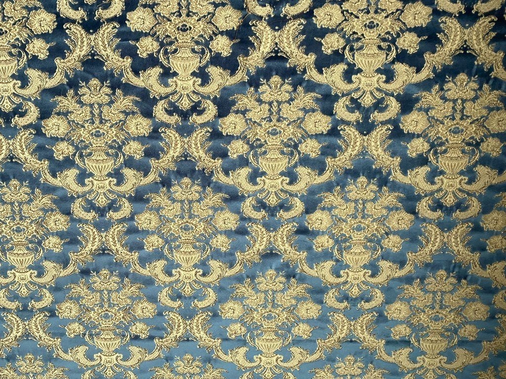 Saum & Viebahn Classic blauw+gouddraad; Barok; 2x meubelstof, Hobby en Vrije tijd, Overige materialen, Meerkleurig, 120 cm of meer