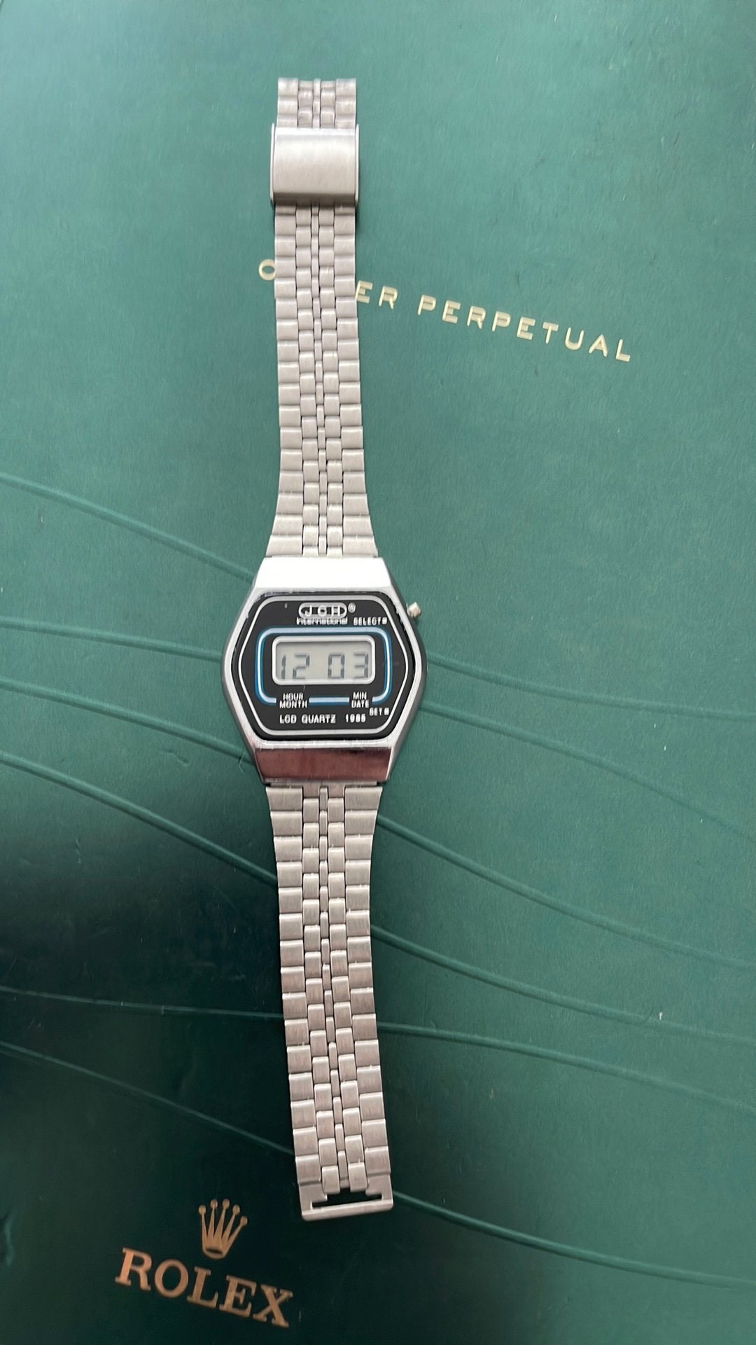 JCH vintage lcd horloge, Ophalen of Verzenden, Staal, Overige merken, 1960 of later