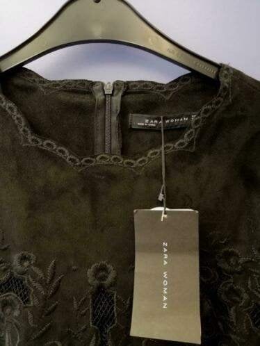 Zara zwart suedine jurk met broderie, nieuw! mt M nr 33820, Maat 38/40 (M), ., Nieuw, Ophalen of Verzenden