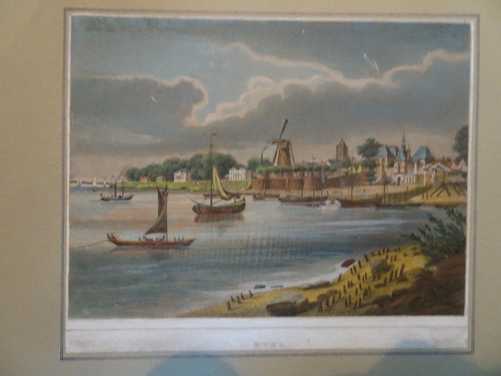 Gravure Tiel. Van de Waalzijde, Ophalen of Verzenden, 25 cm, 34 cm, Stadsgezicht
