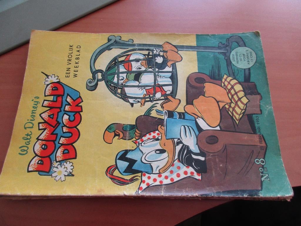 Donald Duck 9 stuks uit 1953 niet afgesneden-Ook los te koop, Boeken, Gelezen, Europa, Ophalen of Verzenden, Meerdere comics