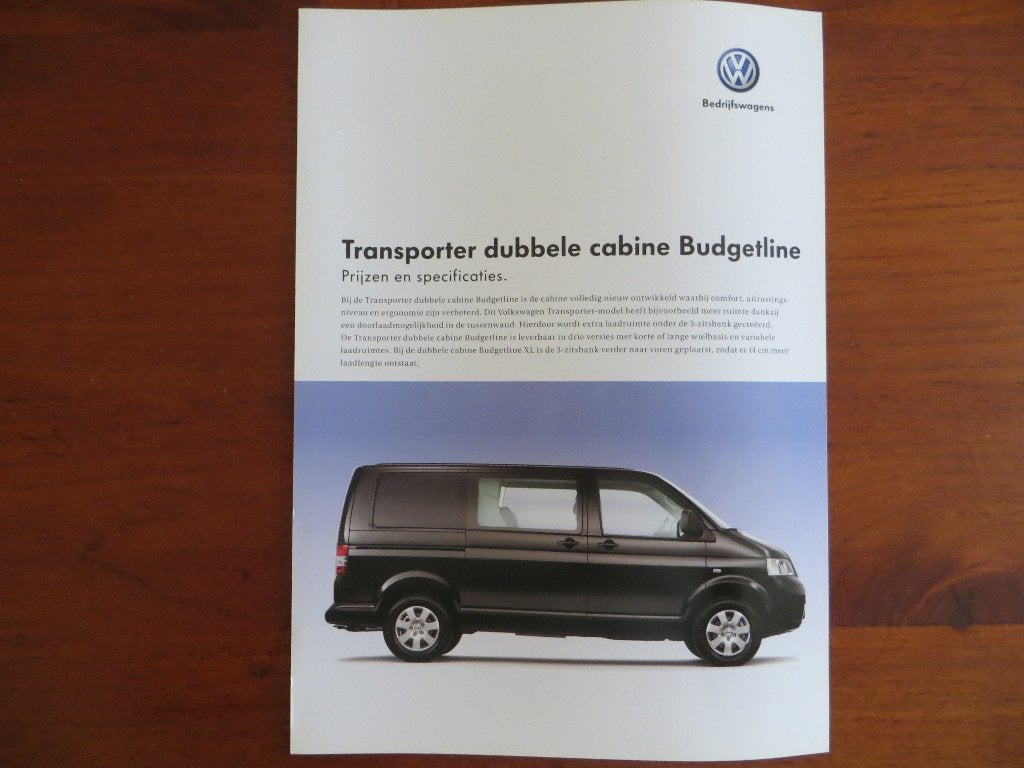 Volkswagen Transporter dubbele cabine Budgetline (2008), Ophalen of Verzenden, Nieuw, Volkswagen