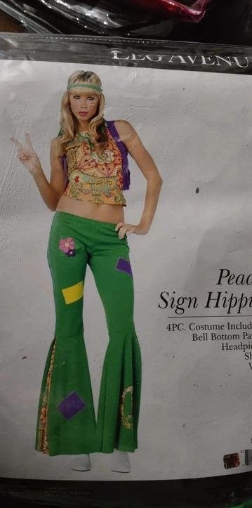 Leg Avenue 83583 - Peace Sign Hippie 4-delig - L, Kleding | Dames, Carnavalskleding en Feestkleding, Verzenden, Maat 42/44 (L)
