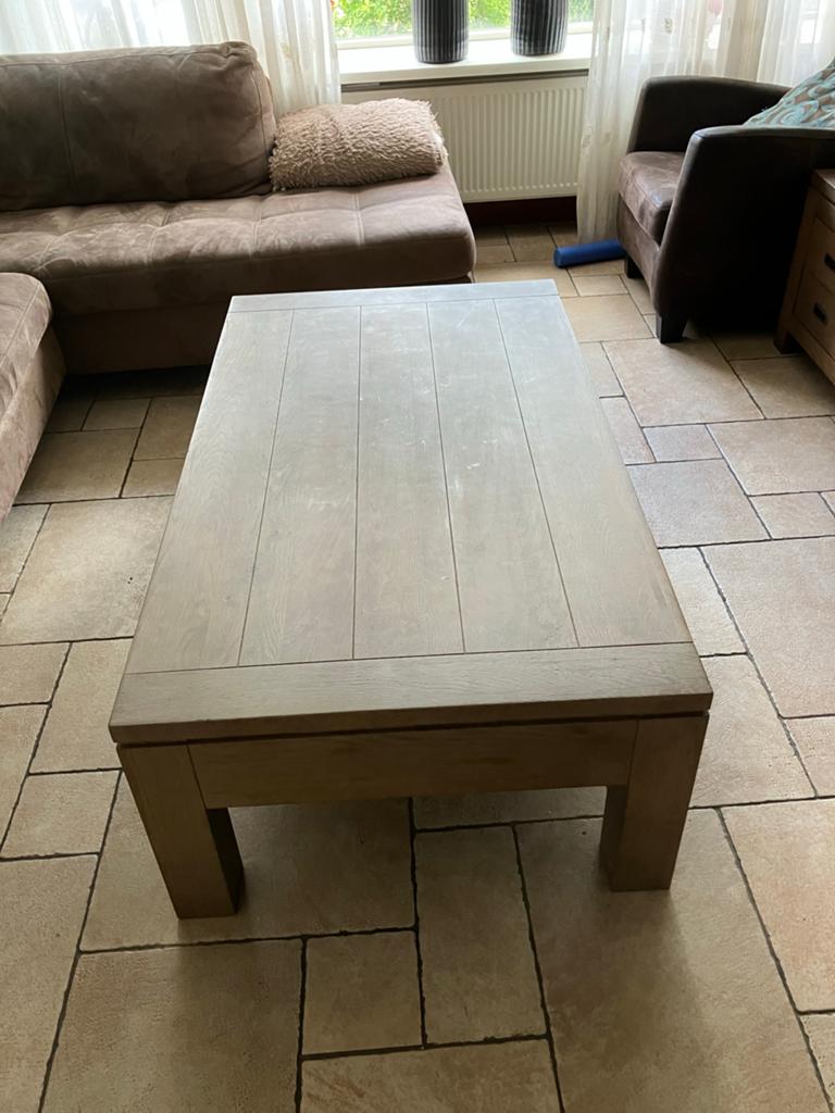 Salontafel De Bommel Meubelen - Kiezel Licht Rustiek Eiken, Ophalen, 100 tot 150 cm, Eikenhout, 50 tot 100 cm
