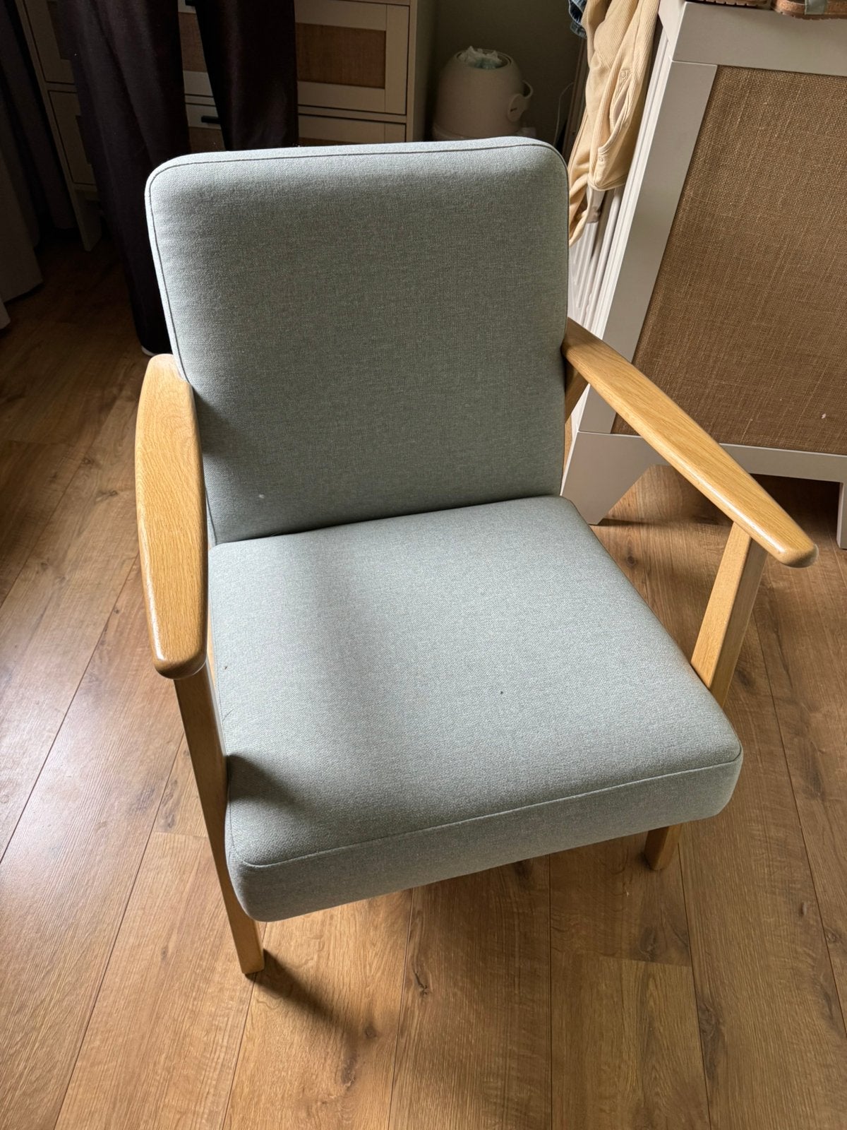 Ikea fauteuil EKENÄSET grijs/groen/eiken frame, Ophalen, Zo goed als nieuw, 75 tot 100 cm, 50 tot 75 cm