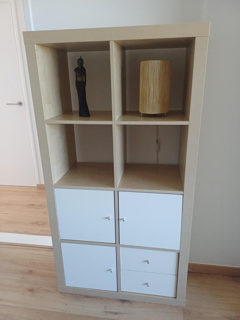 Ikea Kallax vakkenkast met 2 lades en 3 deurtjes, Met deur(en), 100 tot 150 cm, Zo goed als nieuw, 25 tot 50 cm