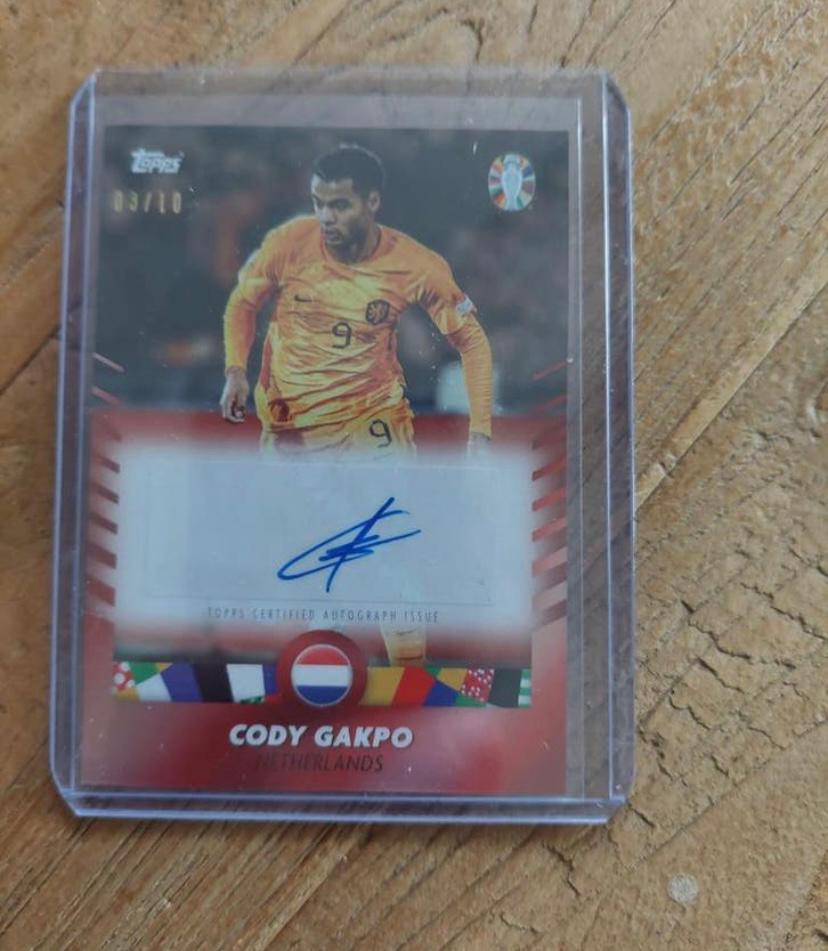 Cody Gakpo Autograph 03/10 genummerd Topps Nederlands elftal, Ophalen of Verzenden, Zo goed als nieuw, Plaatje